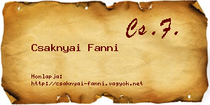 Csaknyai Fanni névjegykártya